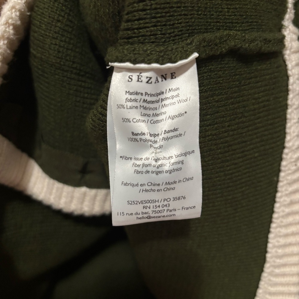 Sezane Auguste Jacket Perfect Green/Ecru Size S (Final Price) - Picture 4 of 5